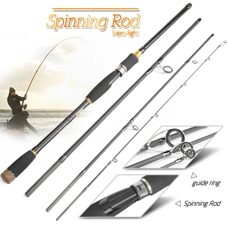 Spinning DONQL New Carbon Fiber Fishing Rod 2.1m 2.4m 2.7m 3.0m 4 Section Spinning Casting Travel Lure Rod Fishing Tackle Accessories - Цвет: Spinning
