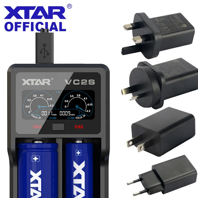 XTAR VC2 S VC2S VA ЖК-дисплей Экран с эффектом приближения c зарядкой Micro-USB Мощность ed Портативный Мощность банк относится к 3,6 V/3,7 V литий-ионный Тип/IMR/INR/ICR 18650 26650 Зарядное устройство