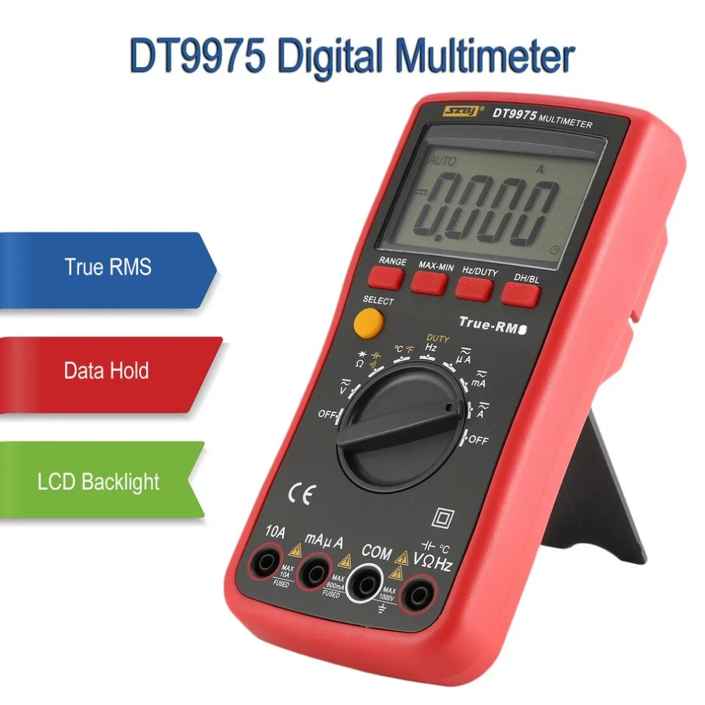 SZBJ DT9975 Цифровой мультиметр DC/AC напряжение измеритель тока портативный Вольтметр