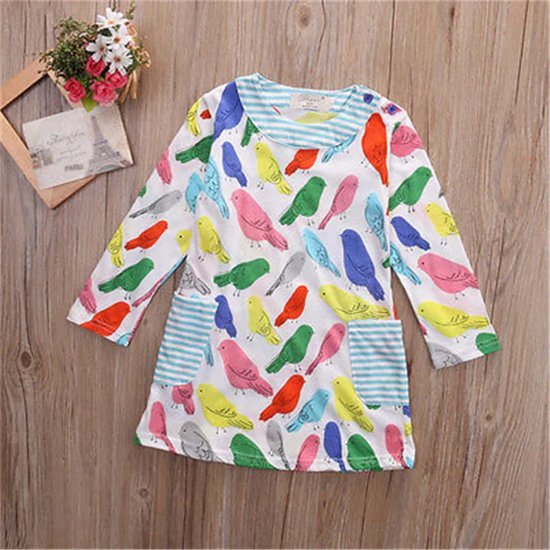 autumn fall Graffiti Girls Dress Summer 2017 Kids Clothes Cotton Children Clothing for Toddler Beach Party Holiday Brand | Детская
