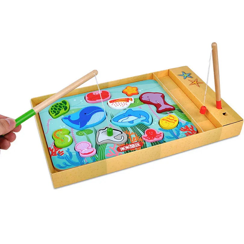 Baby Kids Magnetic Fishing Game + 3D Jigsaw Puzzle Board Montessori Wooden Educational Toys Wood Creative | Игрушки и хобби