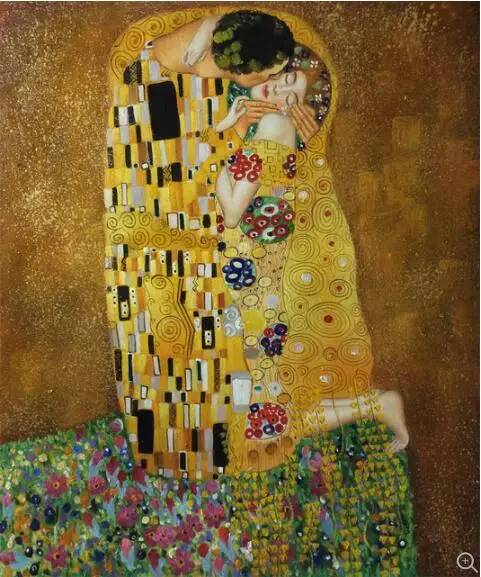 

Handmade Wall Artwork Gustav Klimt Kiss in Love Decorative Craft Hand Painted Reproduction Gold Painting Oil Painting Canvas Art