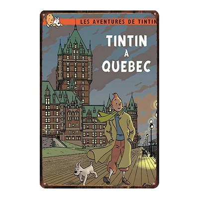 Tintin мультфильм жестяная вывеска металлическая пластина железная живопись детская комната настенный бар кофе Home Art Craft Decor 30X20 см DU-2193 - Цвет: DU2206