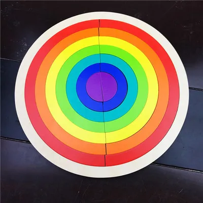 Circle puzzle-C Logwood детская игрушечная деревянная головоломка Радужная головоломка 3D головоломка 7 шт круг шестигранный набор обучающая игрушка Monterssori для детей - Цвет: Circle puzzle-C