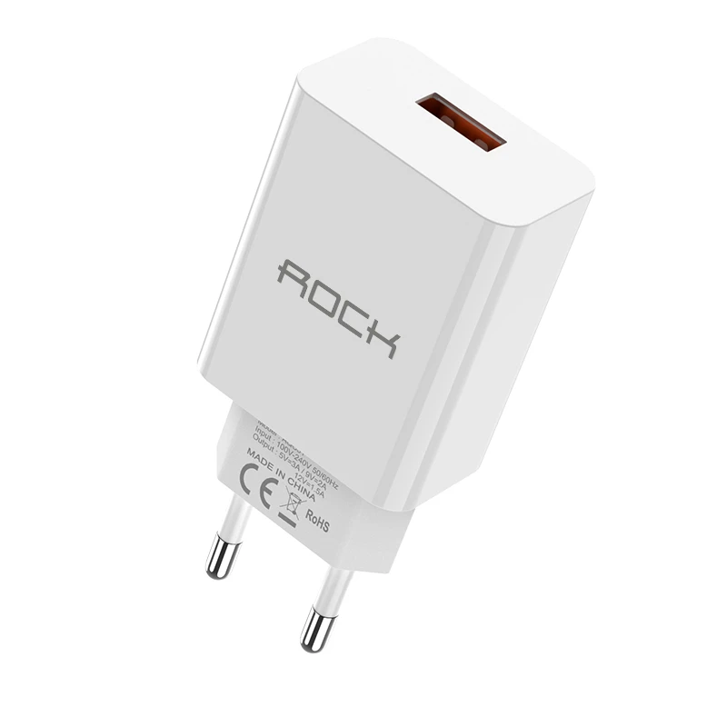 Рок 18 Вт Quick Charge QC 3,0 телефон зарядное устройство Путешествия стены адаптер QC3.0 FCP универсальный для Xiaomi iPhone samsung huawei ЕС Plug - Тип штекера: White