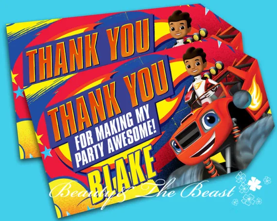 Персонализированные ярлыки для подарков с изображением Блейза и монстра