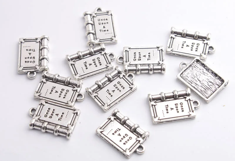 

FREE SHIPPING 20PCS Antiqued Silver Once Upon A Times Book Charms #92273
