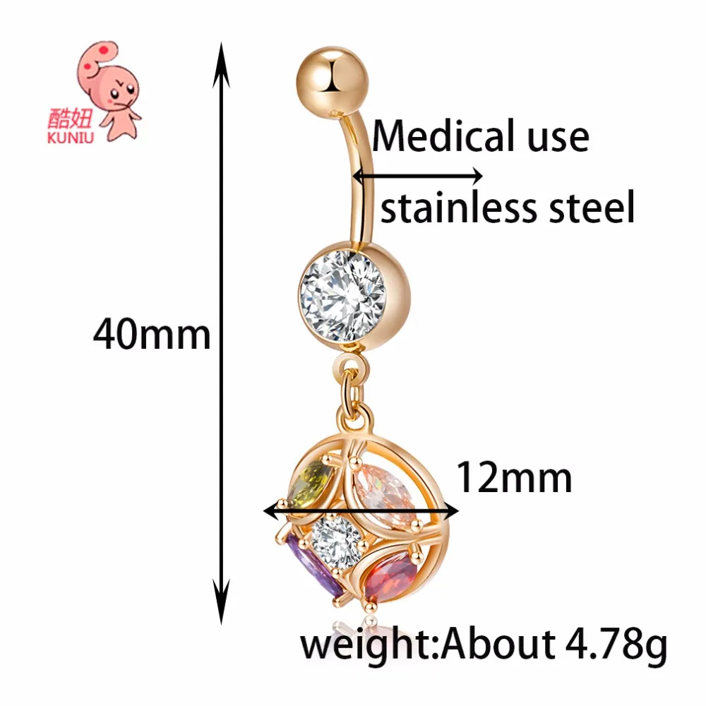 Новая мода циркон пупок присинг для тела Crystal Bell пупка живота Piercing Nombril ювелирное