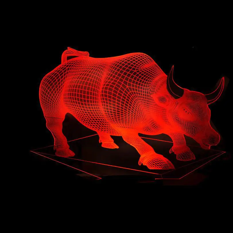НОВЫЙ Bull 3d Led Красочный светильник s удаленный Управление игрушка лампы