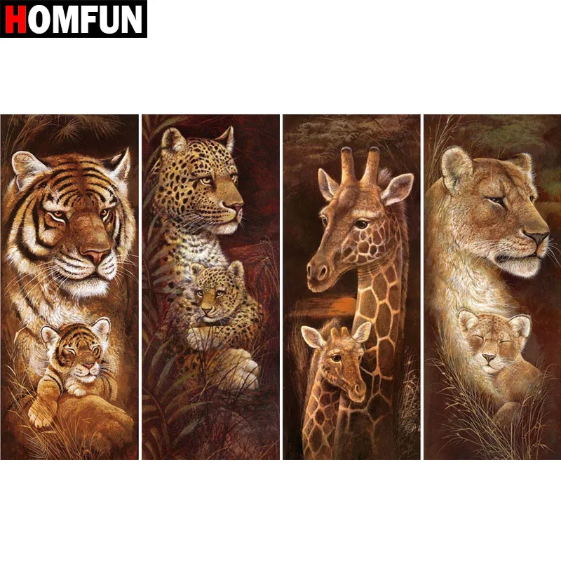 

HOMFUN Full Square/Round Drill 5D DIY Diamond Painting "Animal Tiger Lion" 3D Embroidery Cross Stitch 5D Home Decor Gift BK01