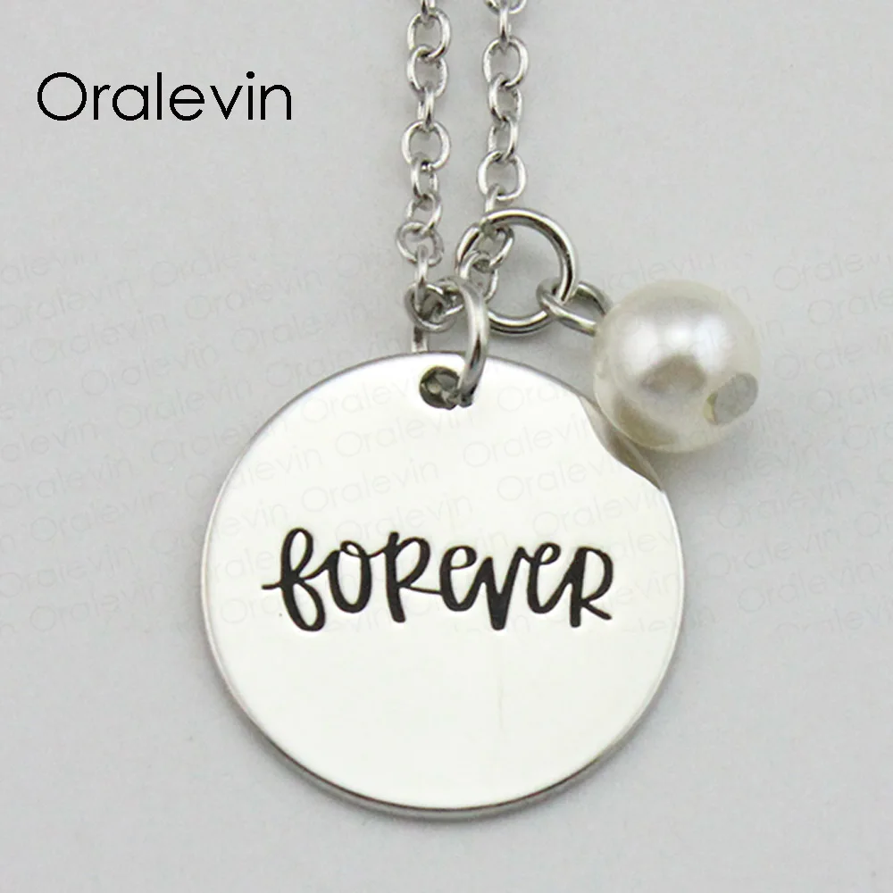 

Hot Sale FOREVER Inspirational Hand Stamped Engraved Custom Pendant Female Necklace Gift Fashion Jewelry,10Pcs/Lot, #LN1988