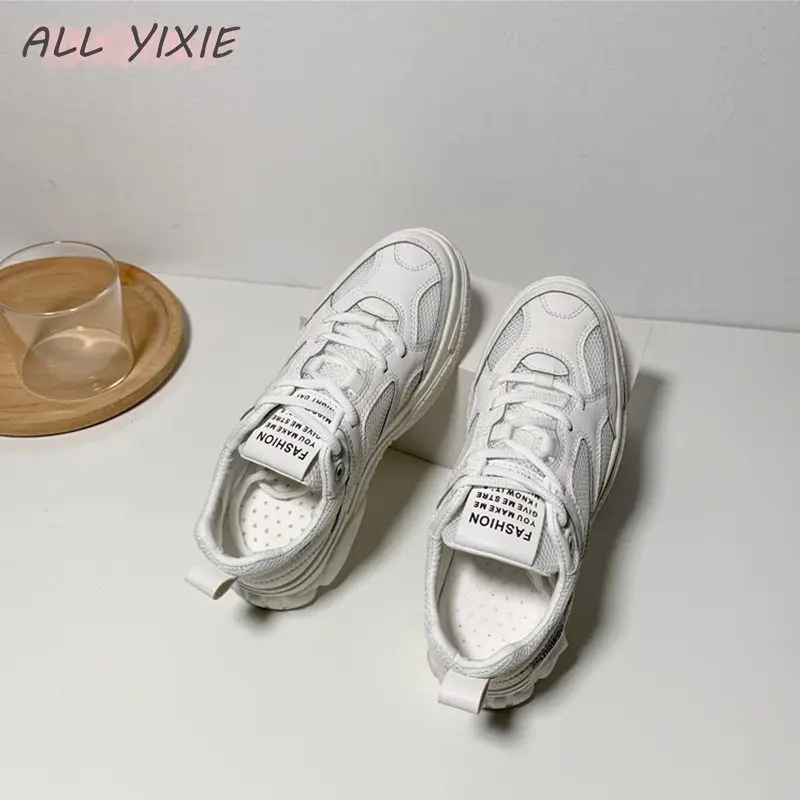 Все YIXIE/2019 Модные женские кроссовки Вулканизированная обувь Повседневная Белая