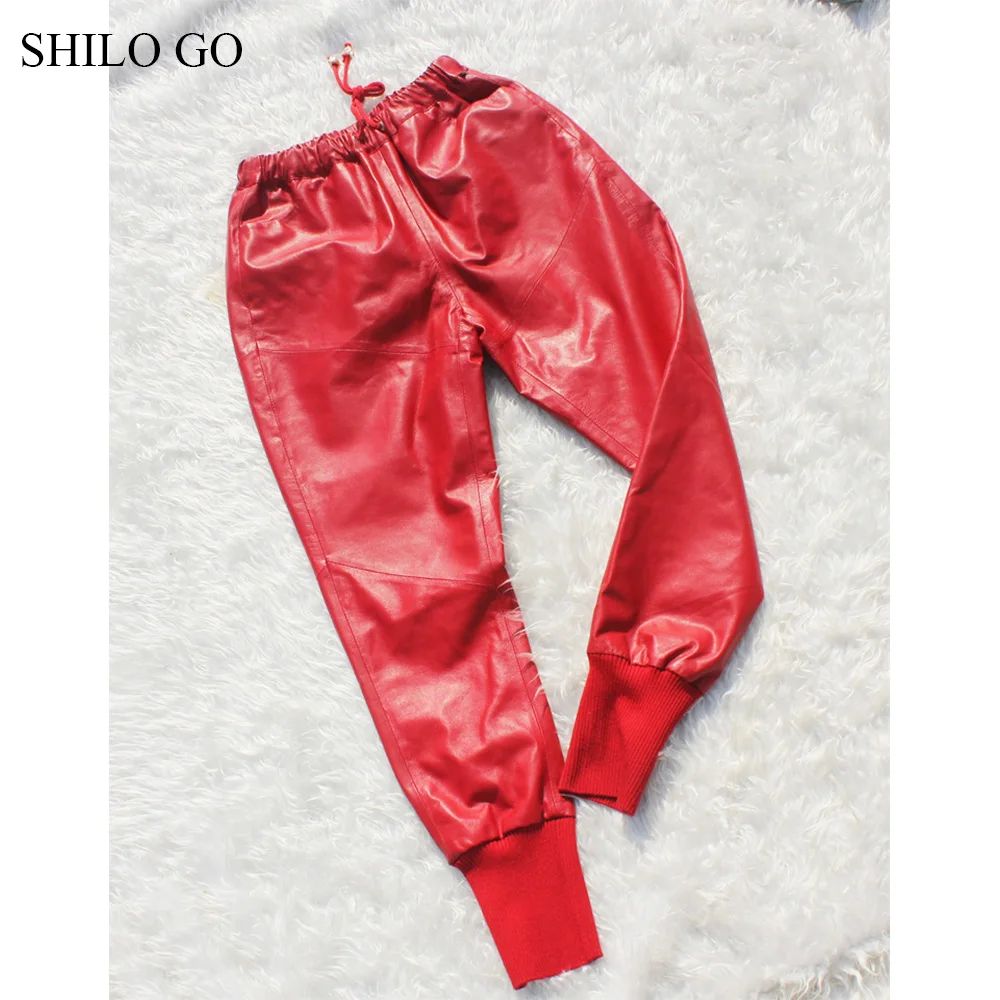 Женские кожаные брюки SHILO GO весенние модные из натуральной овечьей кожи