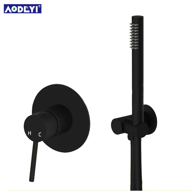 AODEYI латунный черный ручной душевой набор для ванной комнаты переключатель