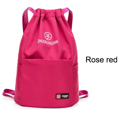 Rose red Женские нейлоновые рюкзаки для девочек-подростков, маленькие школьные сумки на плечо с завязками для подростков, однотонные школьные рюкзаки - Цвет: Rose red