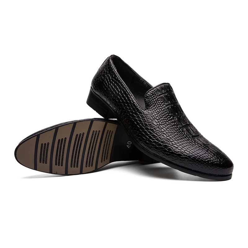

Hot Sale Soft Leather Business Shoes Men Loafers Zapatos De Hombre Fashion Crocodile Embossing Flats Men Casual Leather Shoes