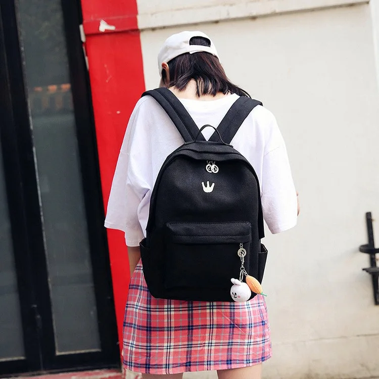 2018 новый корейский вариант холст backbag Harajuku вышивка кошка студенты сумка обувь для