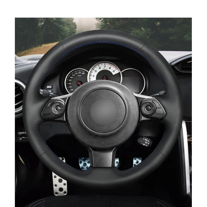Рука сшитый черный PU искусственная кожа рулевое колесо Крышка для Toyota 86 2016 2017 2018