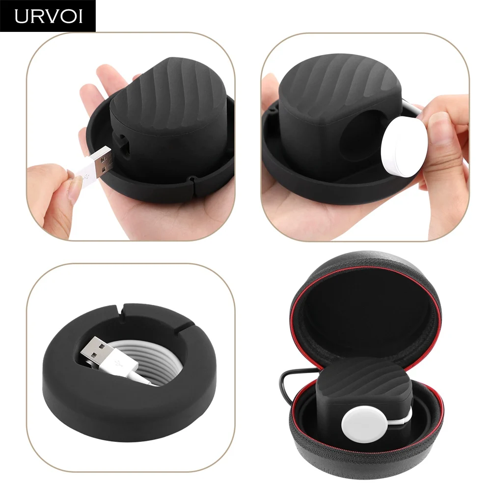 URVOI 2 в 1 держатель для Apple Watch series 54/3/2/1 Airpods модный круглый дизайн легко носить с крючком сумка для часов PU с силиконовым