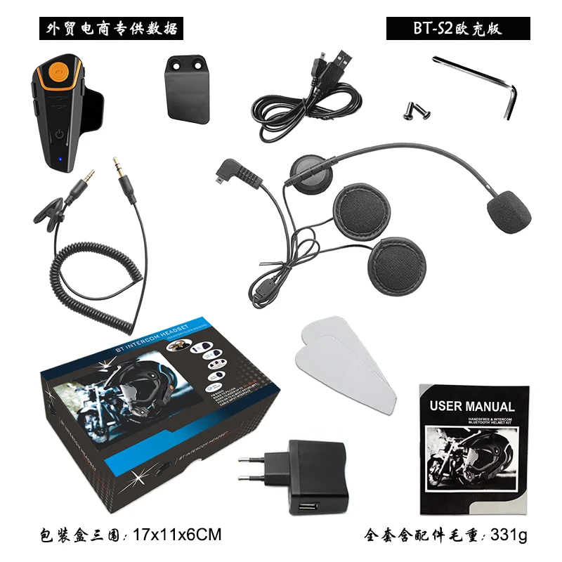 Мотоциклетный шлем Bluetooth Интерком Комплект Беспроводной BT 1000 м 6 гонщиков