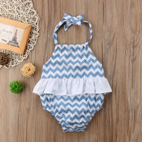 Дети для маленьких девочек Голубая волна рюшами Корректирующие боди женщин