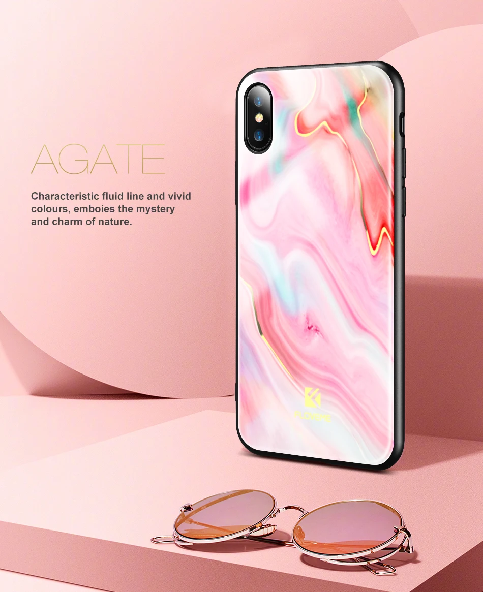 FLOVEME Роскошный чехол для телефона для iPhone X, 8, 7, мягкий чехол с агатовым узором для Apple iPhone 7, 7, 8 Plus, чехол, силиконовые аксессуары