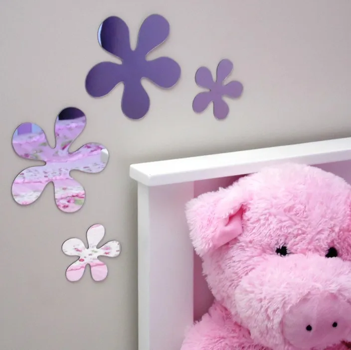 

MEYA Lovely 5pcs 3D Flower Acrylic Mirror Sticker For Home Decoration ,Wall Mirror Decal&Murals