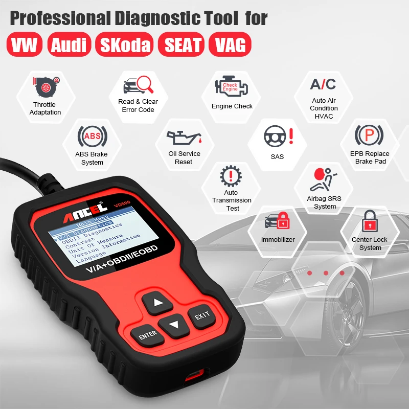 Автомобильный сканер ANCEL VD500 OBD2 для VAG инструмент диагностики автомобиля ABS