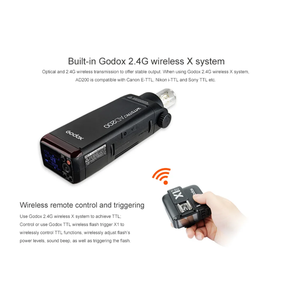 Godox AD200 карман Flash 2900 мАч литиевых Батарея полный Мощность петлицы переработку в 0