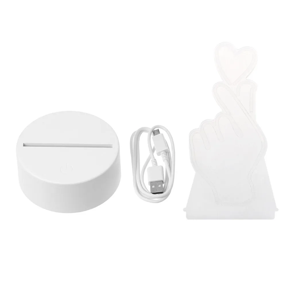 

USB Novelty 7 Colors Changing Finger Heart LED Night Light 3D Desk Table Lamp Home Decor L15