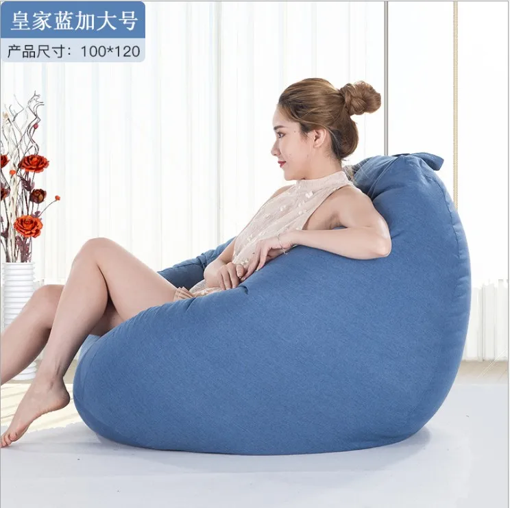 Royal Blue XL Домашний чехол для пухового дивана из хлопковой льняной ткани, ленивый диван-погремушка без наполнения, детское кресло с татами, мебель - Цвет: Royal Blue XL