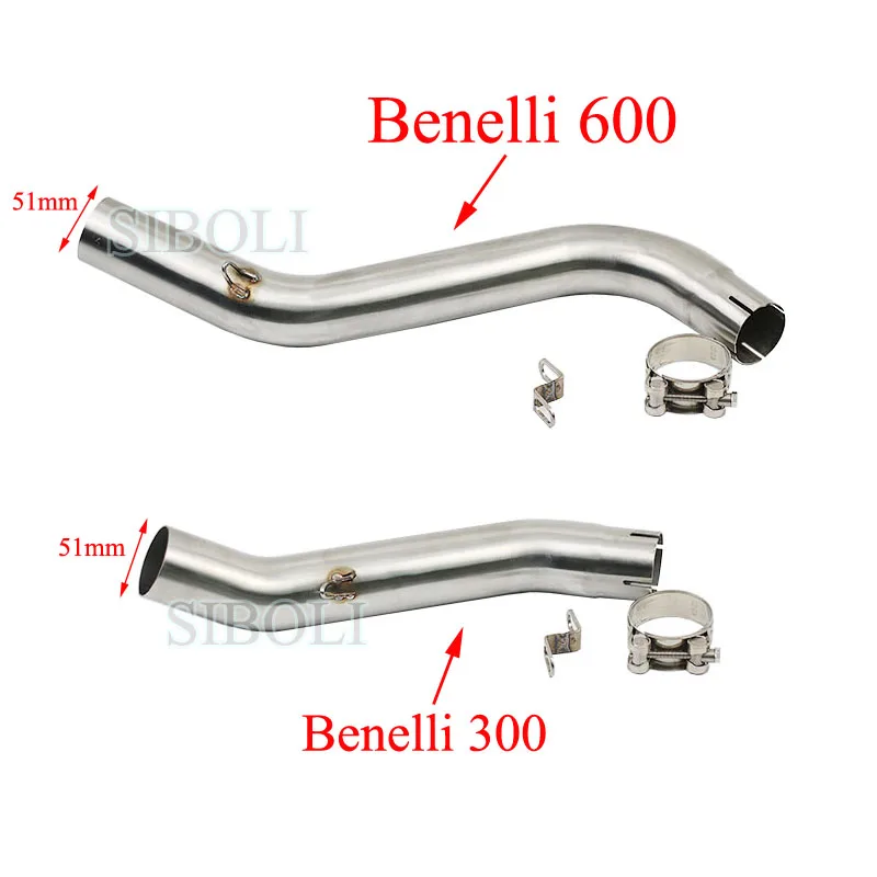 

51 мм Входная слипонная выхлопная звеньевая труба для Benelli 300 600 BJ300 BN600 средняя труба из нержавеющей стали без глушителя