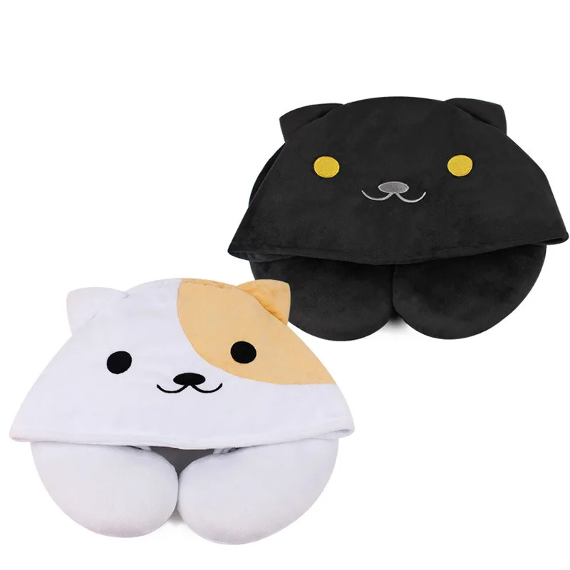 Аниме Neko Atsume японская кошка короткая плюшевая подушка с шапкой ворсом u-образная