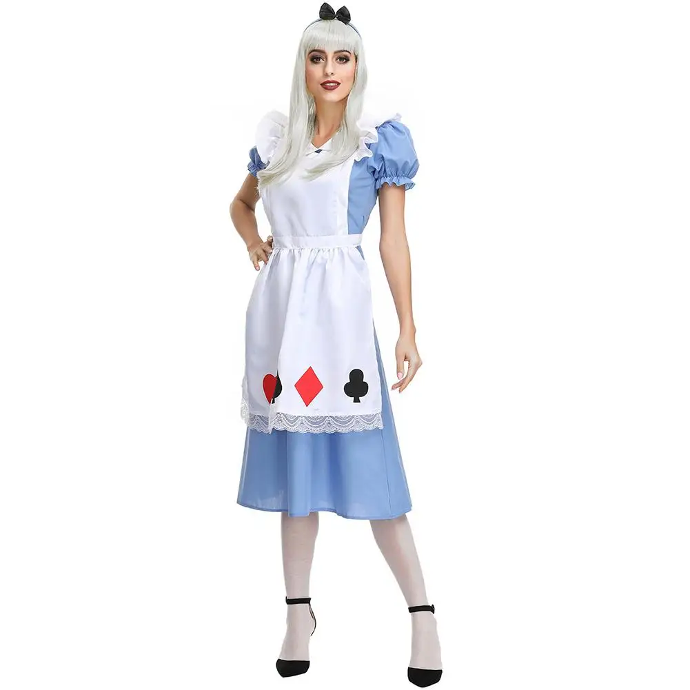

MISSKY Women Cartoon Alice Costume Lolita Dress Maid Cosplay Fantasia Halloween Costumes Female Dress For Beer Festival