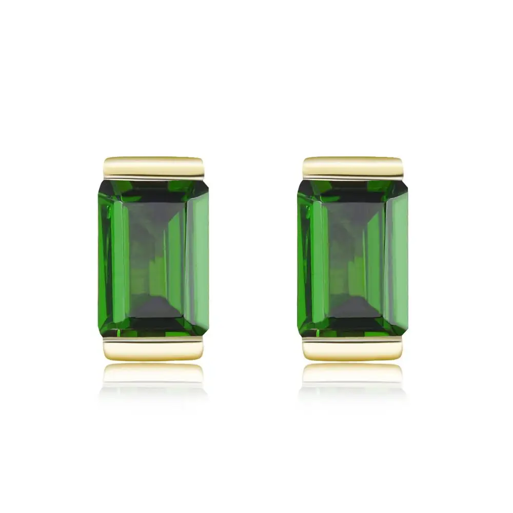 Diopside-18K LP натуральный 9 к желтое золото Красный Гранат Серьги для женщин Свадебные обручальные Серьги с драгоценными камнями хорошее ювелирное изделие подарок на день Святого Валентина - Цвет камня: Diopside-18K