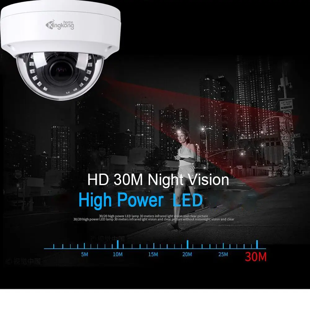 Kingkonghome POE IP Camera 1080P Metal ONVIF Network Security CCTV P2P Motion Detection Outdoor Vandal-Proof Cam | Безопасность и