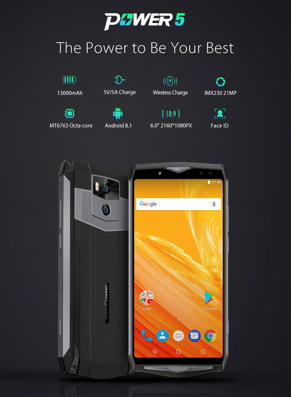Смартфон Ulefone power 5 дисплей 6 0 дюйма ГБ ОЗУ 13000 мАч мобильный телефон MTK6763 четыре