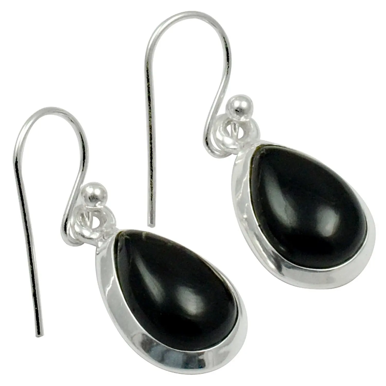 Сережки подлинный черный оникс Lovegem из серебра 27 мм AE2067 оникс|earrings 925|earrings silverearrings