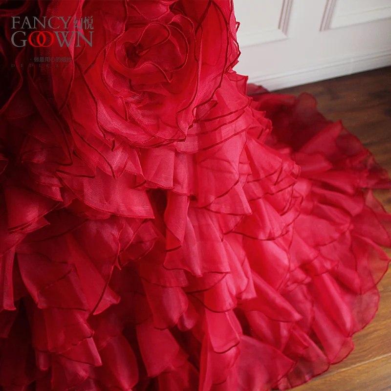 Vestido De Noiva Sereia Sexy Strapless Red Wedding Dresses Mermaid Ruffles Skirt Bride 2017 Court Train Plus Size | Свадьбы и