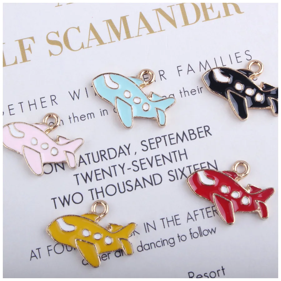 Модная эмалированная подвеска в виде самолета из цинкового сплава для