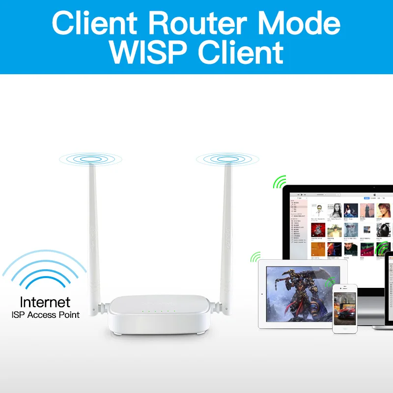 Tenda N301 300Mbps Беспроводной WiFi маршрутизатор точки доступа усилитель сигнала 4 порта RJ45 802.11g/b/n Английская или Русская прошивка.