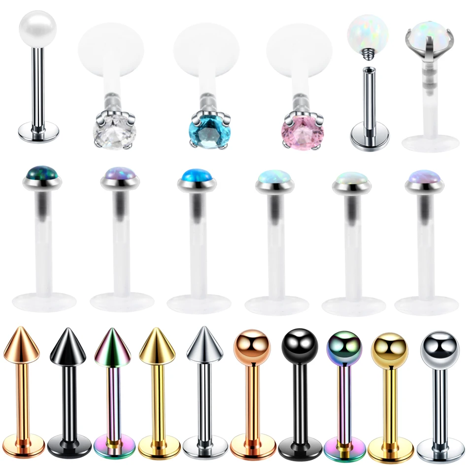 

1PC PTFE Steel Lip Piercings Tragus Ear Studs Cartilage Piercings Conch Labret Ring Lip Morne Bars Rings Body Piercings Jewelry