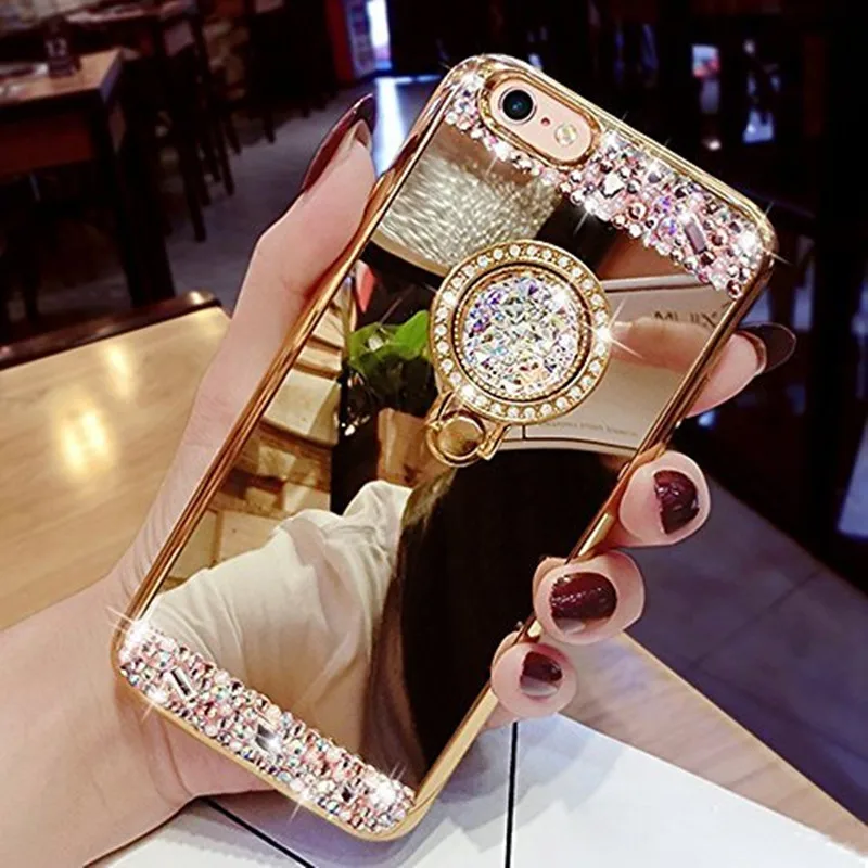 Лучший подарок зеркальный блестящий чехол со стразами для iPhone X XS Max Apple XR 6 6S 7 8 Plus 5