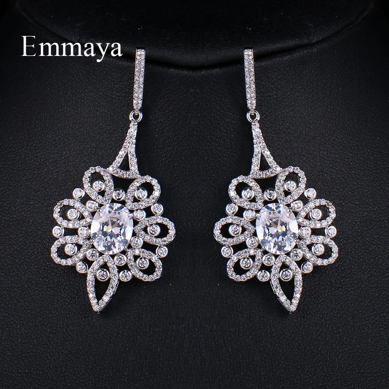 EMMAYA роскошные сверкающие серьги подвески с большим кубическим цирконием для