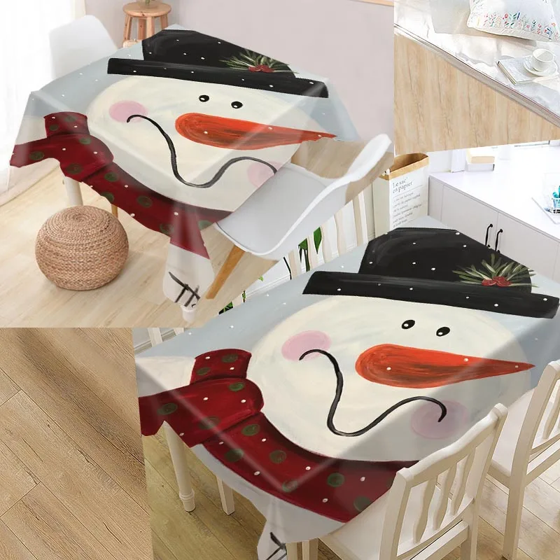 

Best Custom Snow Painting Table Cloth Rectangular Oxford Print Waterproof Oilproof Square Table Cover Party Wedding Tablecloth