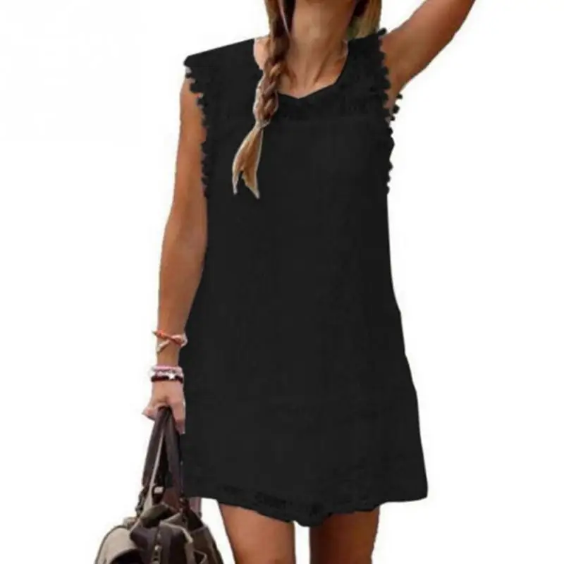 Летние пикантные пляжные платья для женщин Повседневное без рукавов короткое