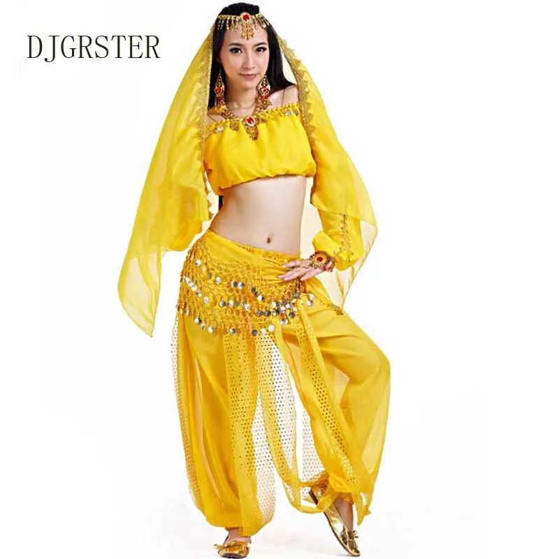 Костюм DJGRSTER для танца живота бюстгальтер + платье пояс вуаль цепочка на голову 8
