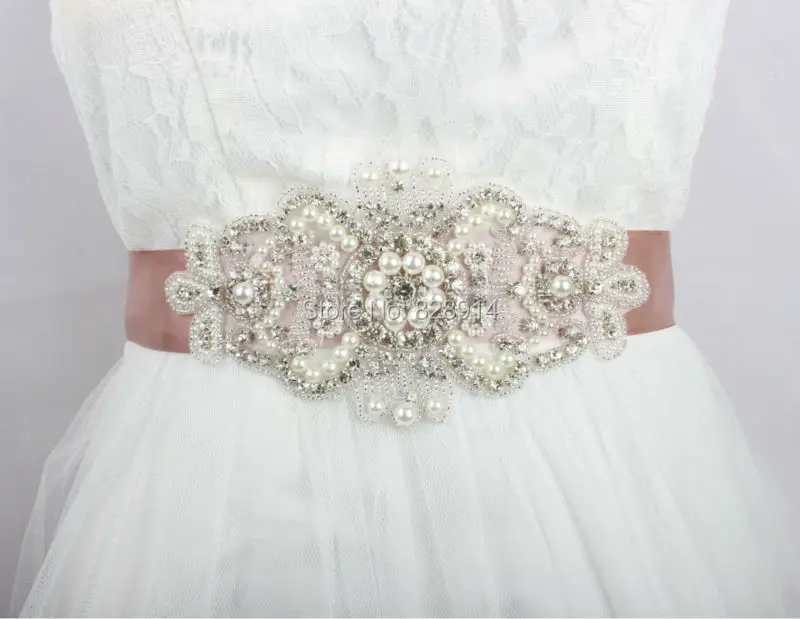 

Luxury Clear Rhinestones Applique Wedding Dress sash Bridal belt Free Shipping Handmade