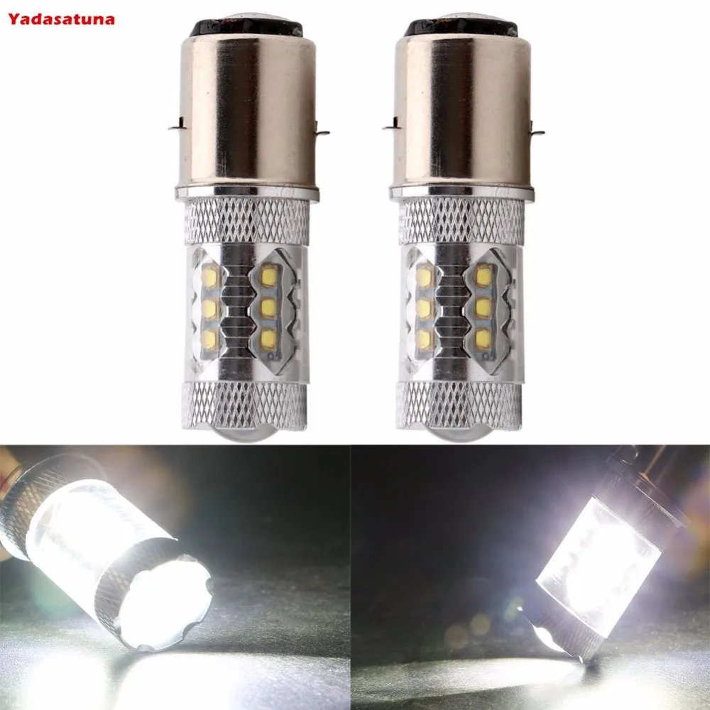 2 * суперяркие BA20D H616 H6 осветители Cree 80W LED белый фары для мотоцикла лампы H/L скутера