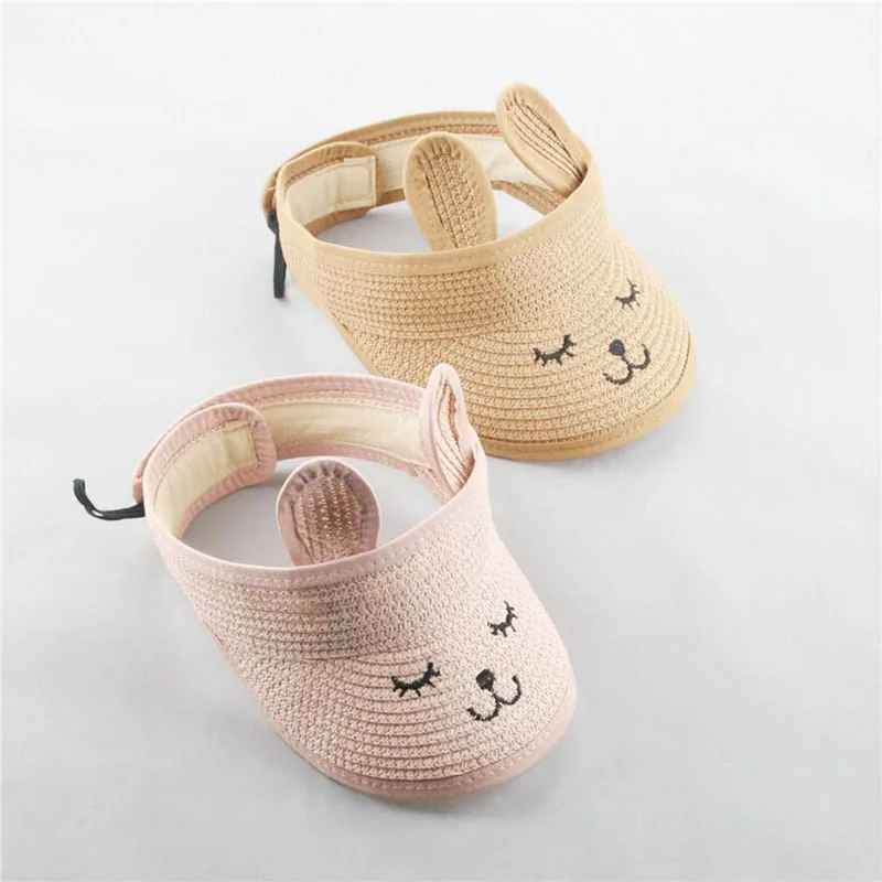

Summer Child Empty Top Hat Rabbit Ear Hat Beach Wide Brim Straw Hat Children Visor Cap Girl Cute Kids Sun Hat For Boy